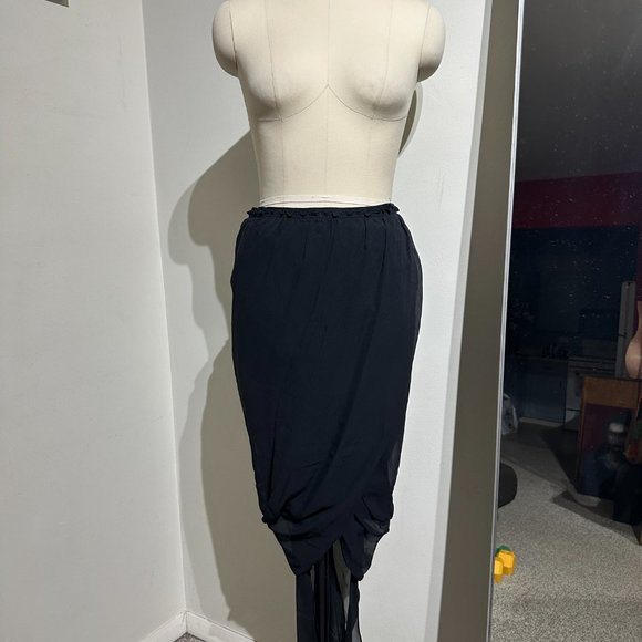 SHARON WAUCHOB SKIRT BLACK MIDI CHIFFON SIZE XS 36 - Picture 1 of 11